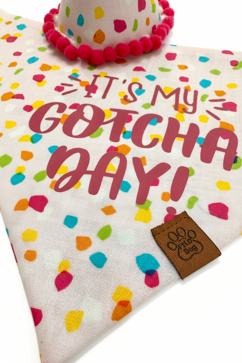 Gotcha Day Girl Set - Over the Collar Bandana & Party Hat