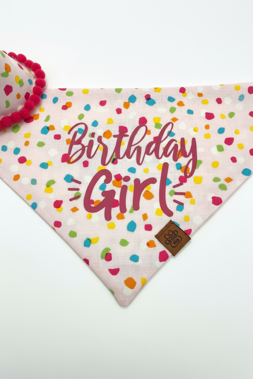Birthday Girl bandana on white background