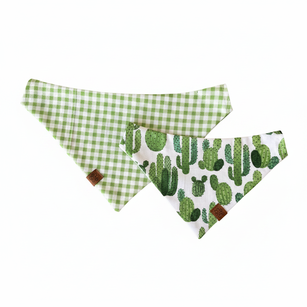 Gingham & Cactus Bandanas - White Background
