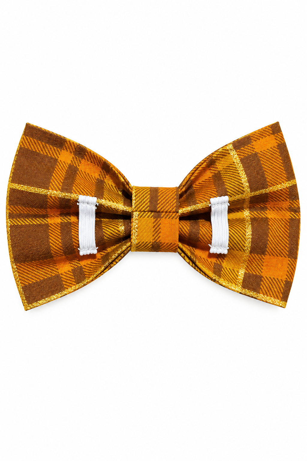 Golden Plaid Bow Tie - Back Portrait