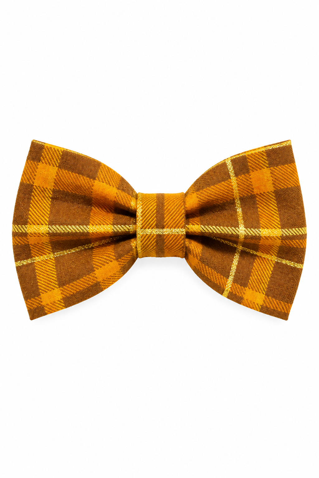 Golden Plaid Bow Tie - Front Portrait