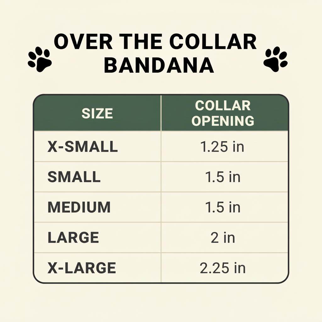 Over the Collar Bandana Sizing Chart - Light Cream
