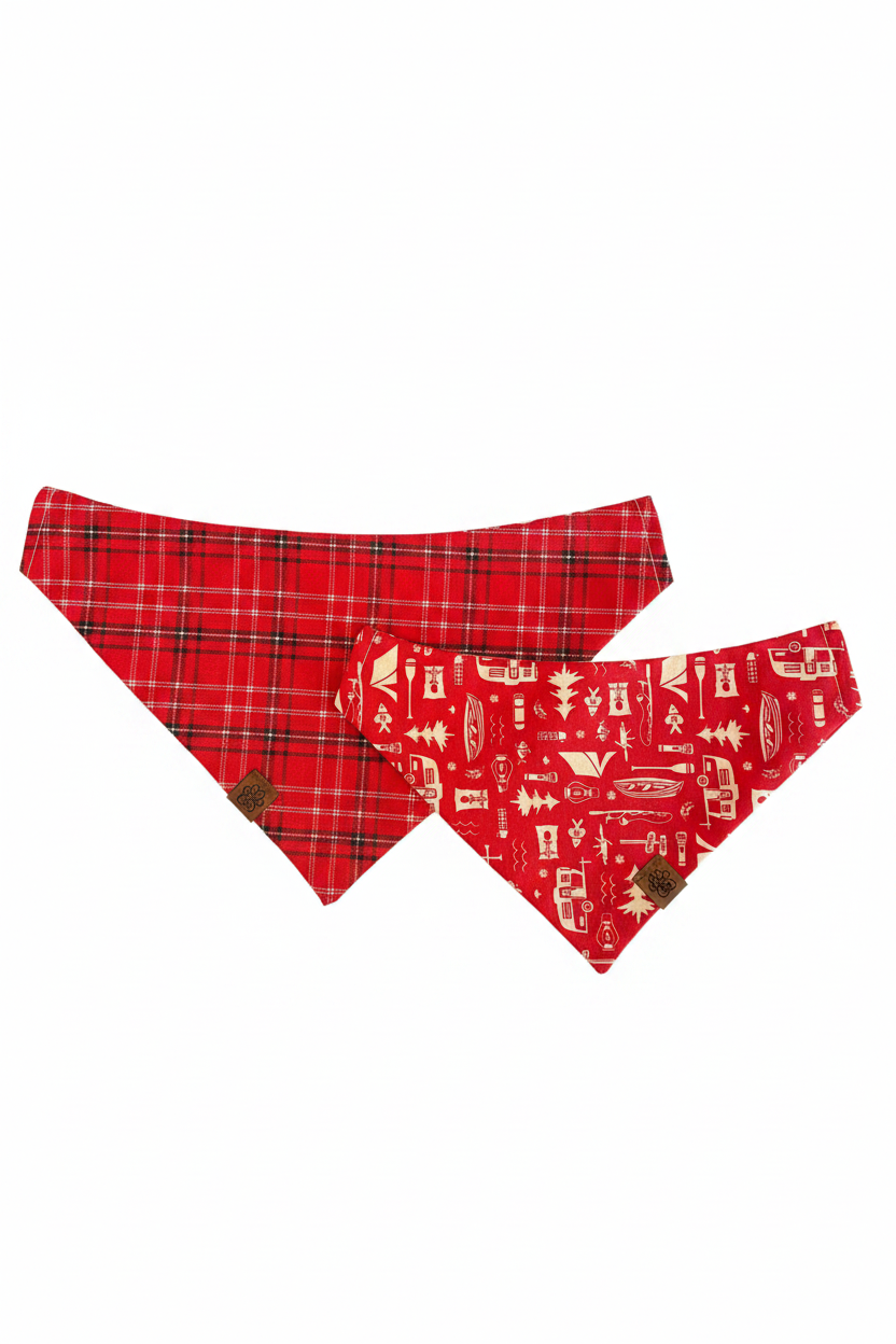Red Dog Bandanas on White Background Portrait